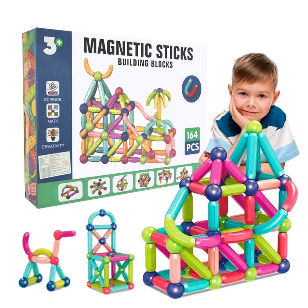 BLOQUES MAGNETICOS DE CONSTRUCCION 164 PIEZAS MULTIFORMAS - 1