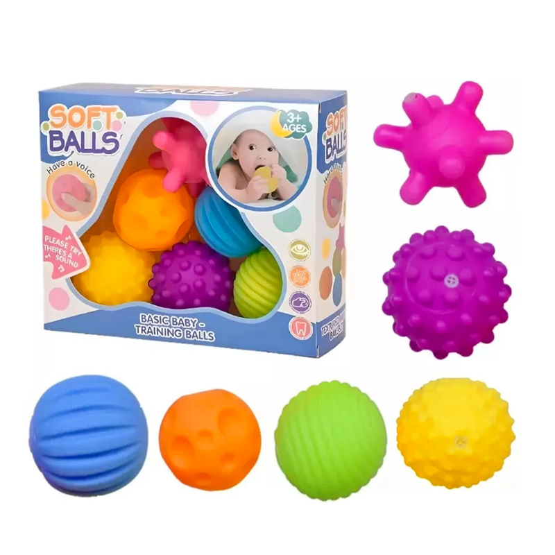 SET 6 PELOTAS SENSORIALES TEXTURIZADAS PARA BEBÉ - 1