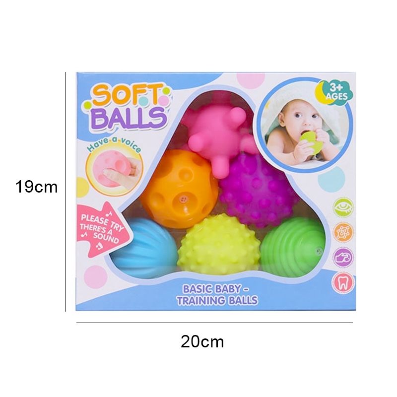 SET 6 PELOTAS SENSORIALES TEXTURIZADAS PARA BEBÉ - 3