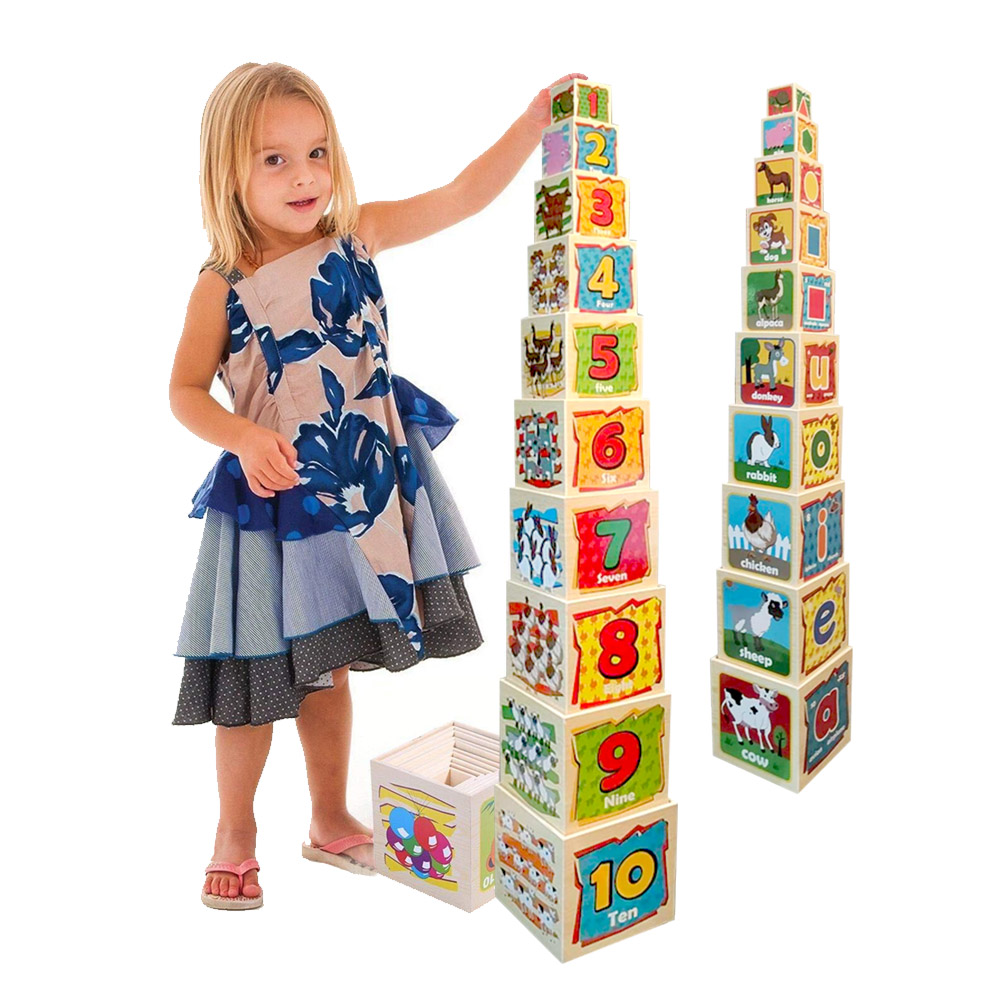 SET CUBOS DIDÁCTICOS APILABLES DEL 1 AL 10 CON ANIMALES - 1
