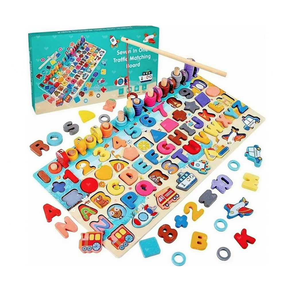 TABLERO DIDACTICO CON ENCAJES ALFA NUMERICO 135 PIEZAS - 1
