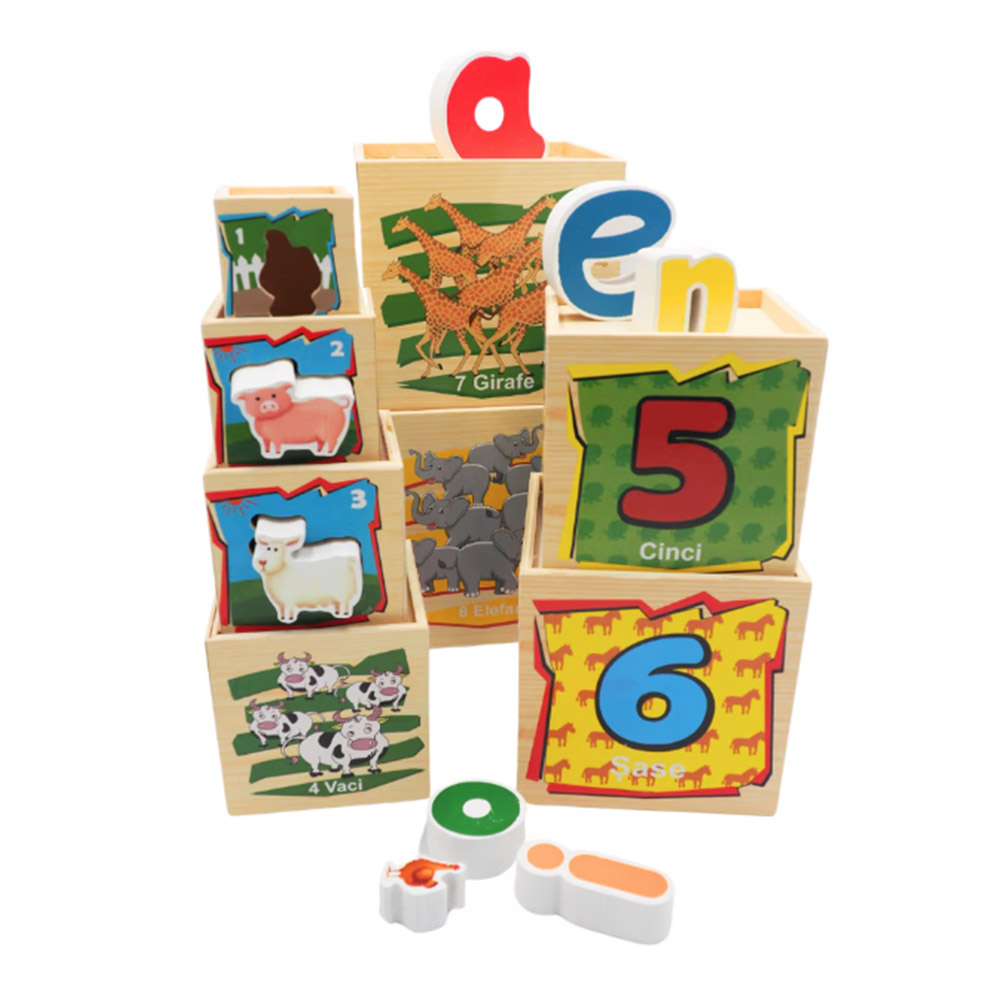 SET CUBOS APILABLES CON ENCAJE DEL 1 AL 8 CON ANIMALES - 2