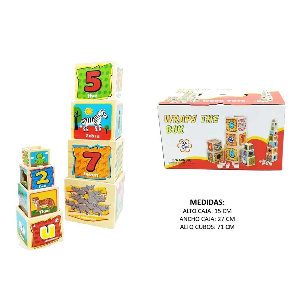 SET CUBOS APILABLES CON ENCAJE DEL 1 AL 8 CON ANIMALES - 3