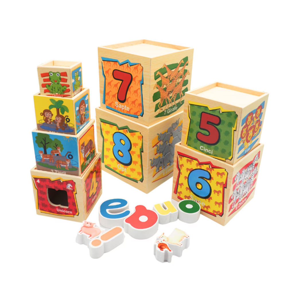 SET CUBOS APILABLES CON ENCAJE DEL 1 AL 8 CON ANIMALES - 4