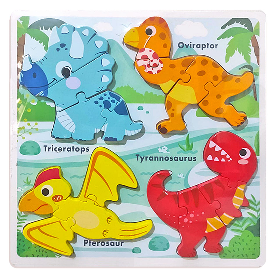 ROMPECABEZA 3D DINOSAURIOS HECHO EN MADERITA 30X30CM - 1