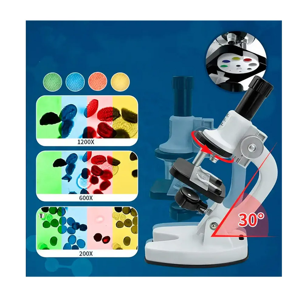 KIT LABORATORIO MICROSCOPIO PORTÁTIL CIENCIA EDUCATIVO 1200X - 4