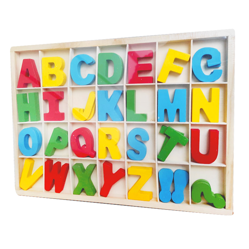 SET DE 56 LETRAS ALFABETO MAYÚSCULAS DE MADERA COLORES - 1