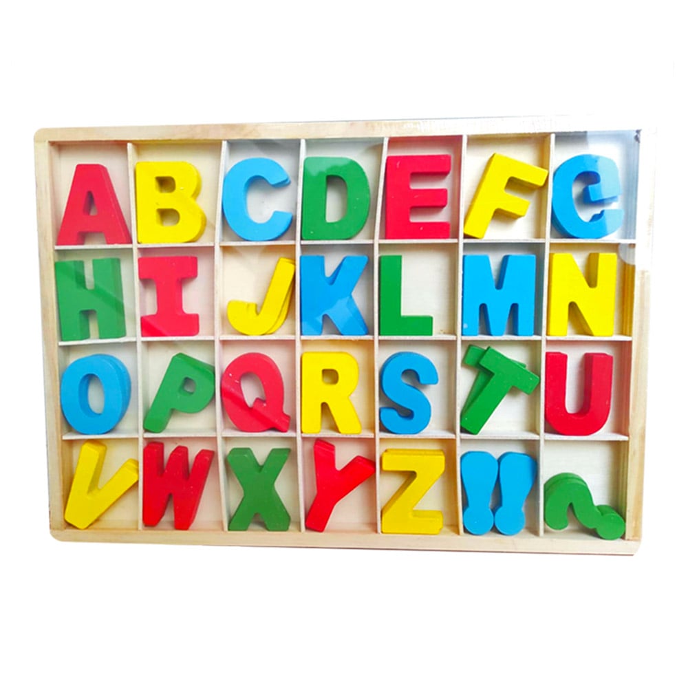 SET DE 56 LETRAS ALFABETO MAYÚSCULAS DE MADERA COLORES - 3