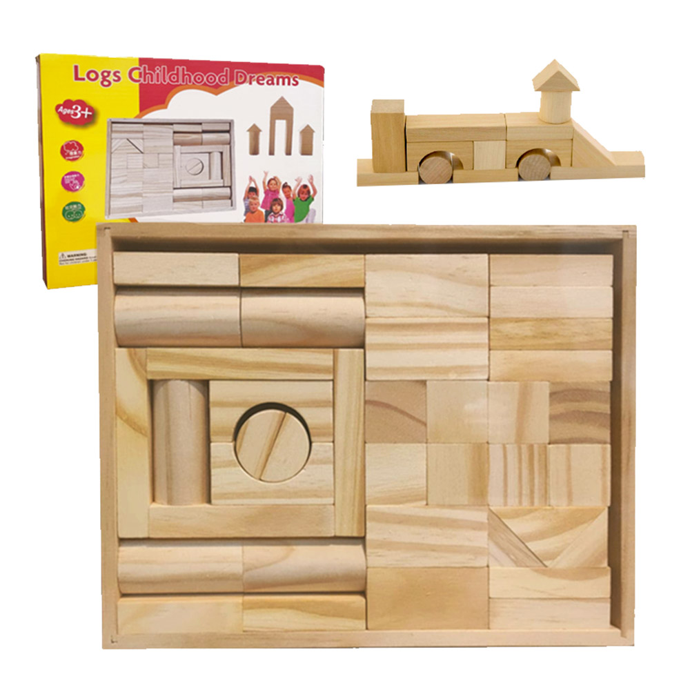 BLOQUES DE CONSTRUCCION MADERA NATURAL 38 PZAS. - 1