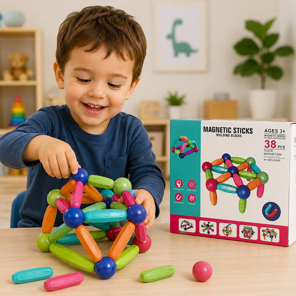 38 PIEZAS DE BLOQUES MAGNETICOS CONSTRUCCION CREATIVA NIÑOS - 1