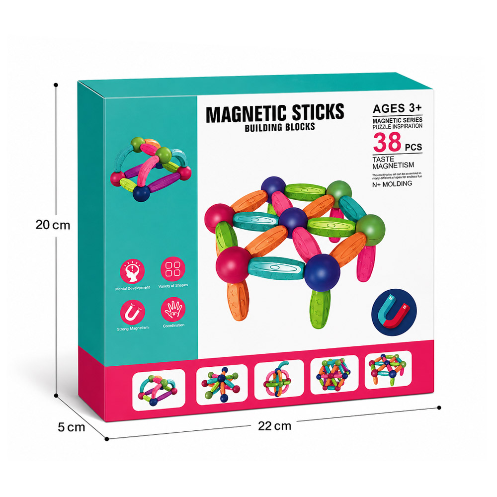 38 PIEZAS DE BLOQUES MAGNETICOS CONSTRUCCION CREATIVA NIÑOS - 2