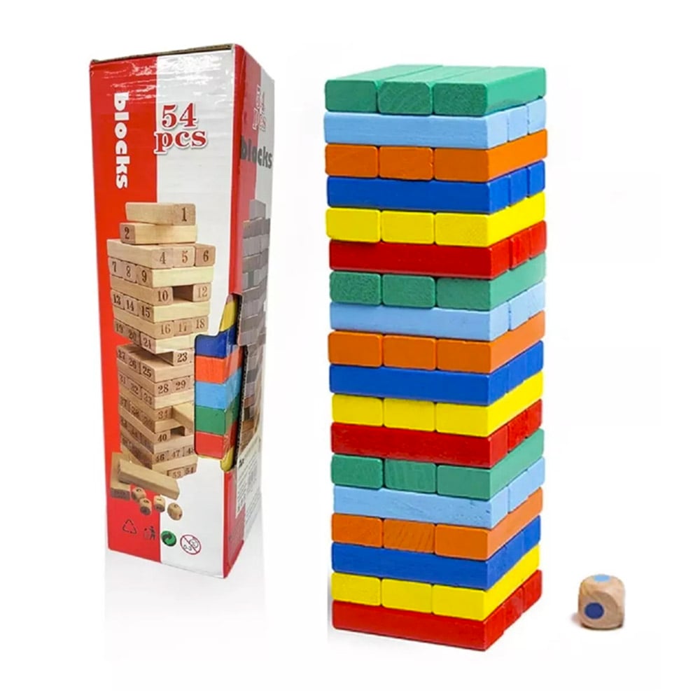 JENGA A COLORES 54 PIEZAS JUEGO EDUCATIVO YENGA JUEGO MESA - 1