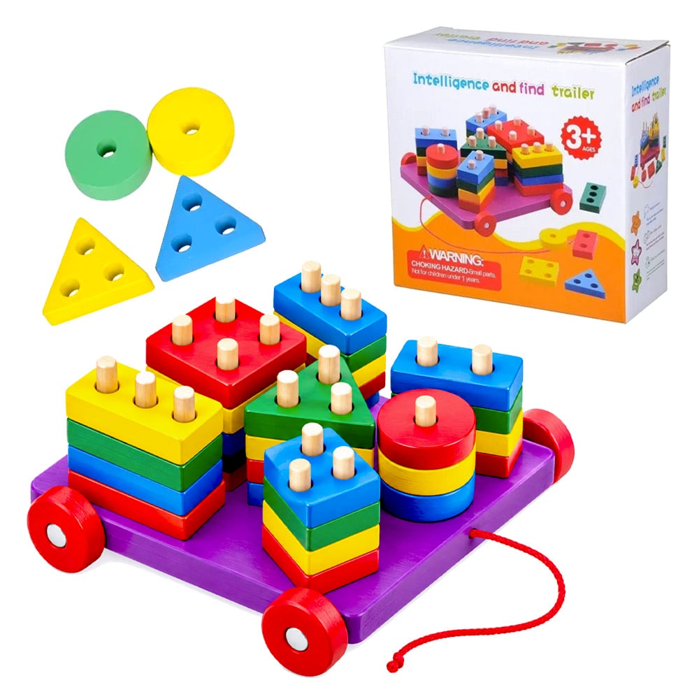 JUEGO DIDÁCTICO CARRITO DE FIGURAS GEOMÉTRICAS ENCAJABLE X7 - 1