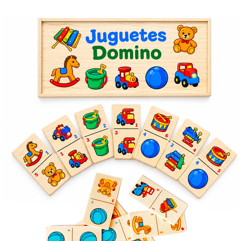 DOMINO DIDACTICO EN MADERA JUGUETES 28 PZAS - 1