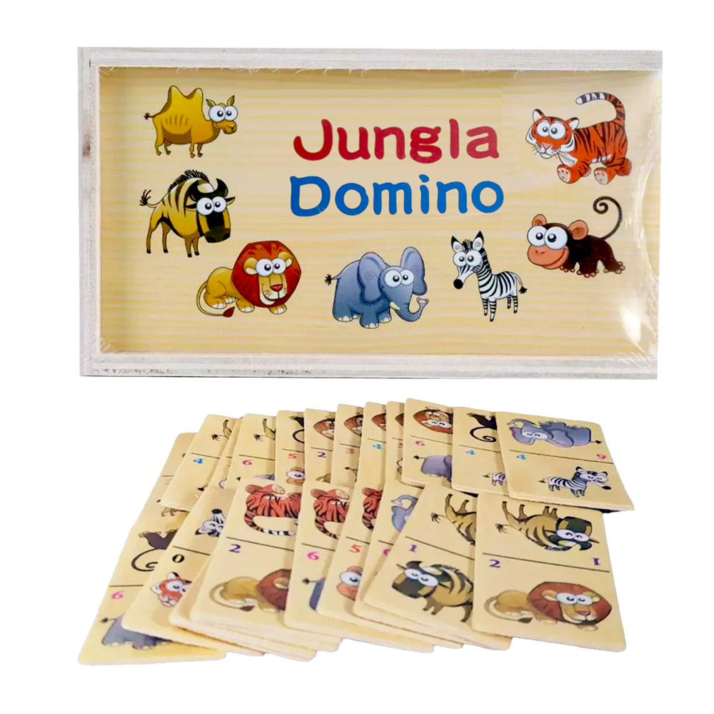 DOMINO DIDACTICO EN MADERA JUNGLA 28 PZAS - 2