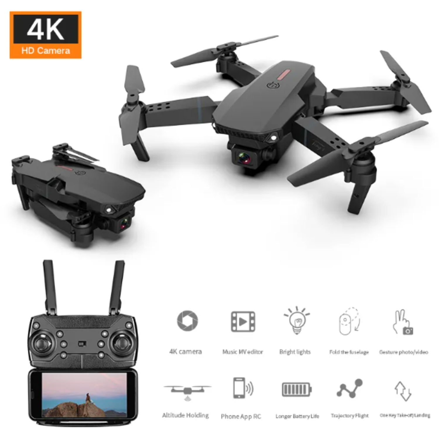 MINI DRON IMPORTACIONES QIA KPUIA E88 PROFESIONAL PORTATIL CAMARA HD - 1