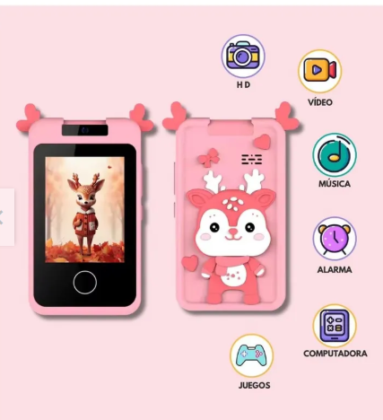 CÁMARA DIGITAL PARA NIÑAS HD 1080P PANTALLA TÁCTIL - ROSA - 4