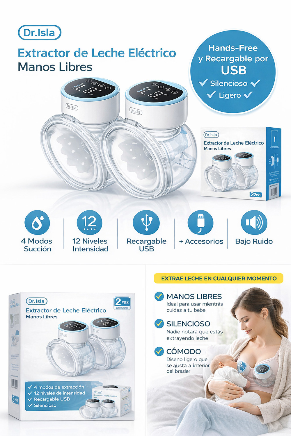 EXTRACTOR DE LECHE MANOS LIBRES X 02 PIEZAS - 4