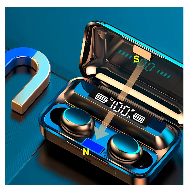 AUDÍFONOS INALÁMBRICOS BLUETOOTH CON POWER BANK F9 - 4