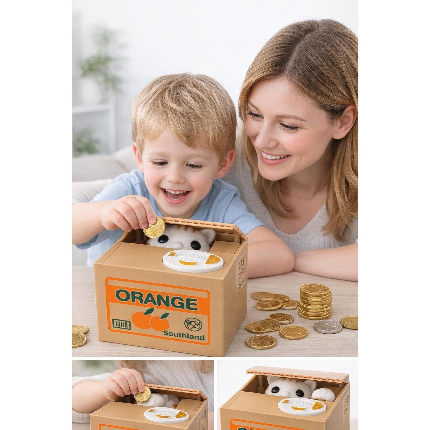 ALCANCÍA AUTOMÁTICA GATITO ROBA MONEDAS INTERACTIVA – MULTICOLOR DIVERTIDA - 1