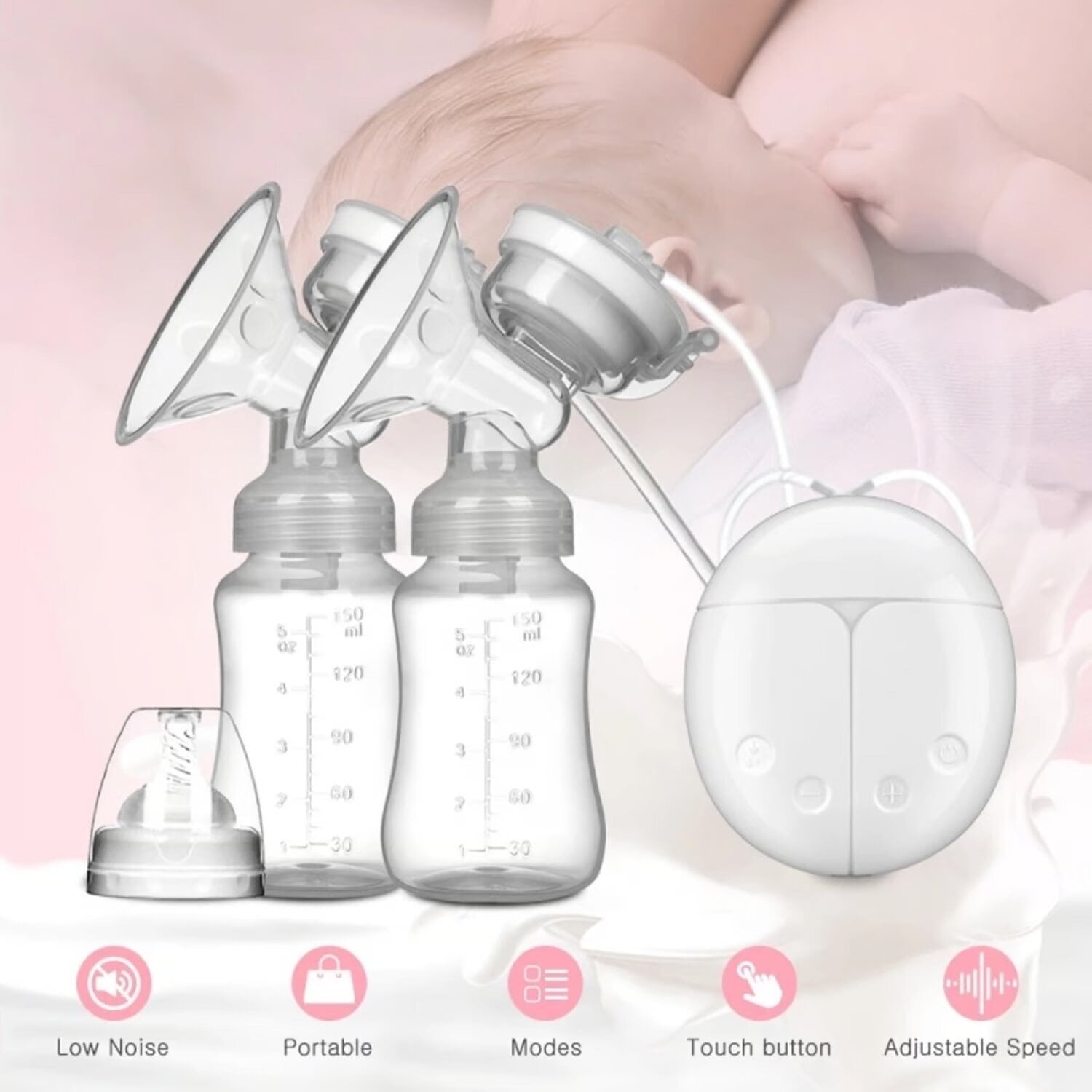 EXTRACTOR ELECTRICO DOBLE DE LECHE MATERNA BEBE - 4