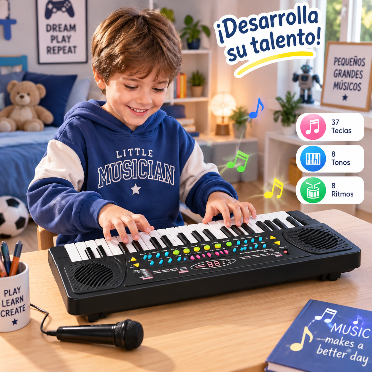 MINI PIANO ELECTRONICO PARA NIÑOS 31 TECLAS CON MICROFONO - 1