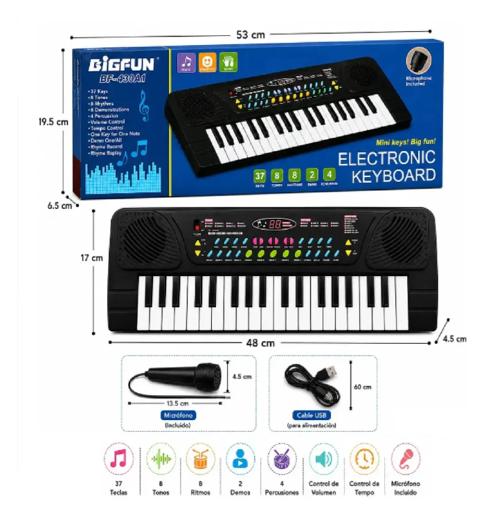 MINI PIANO ELECTRONICO PARA NIÑOS 31 TECLAS CON MICROFONO - 2