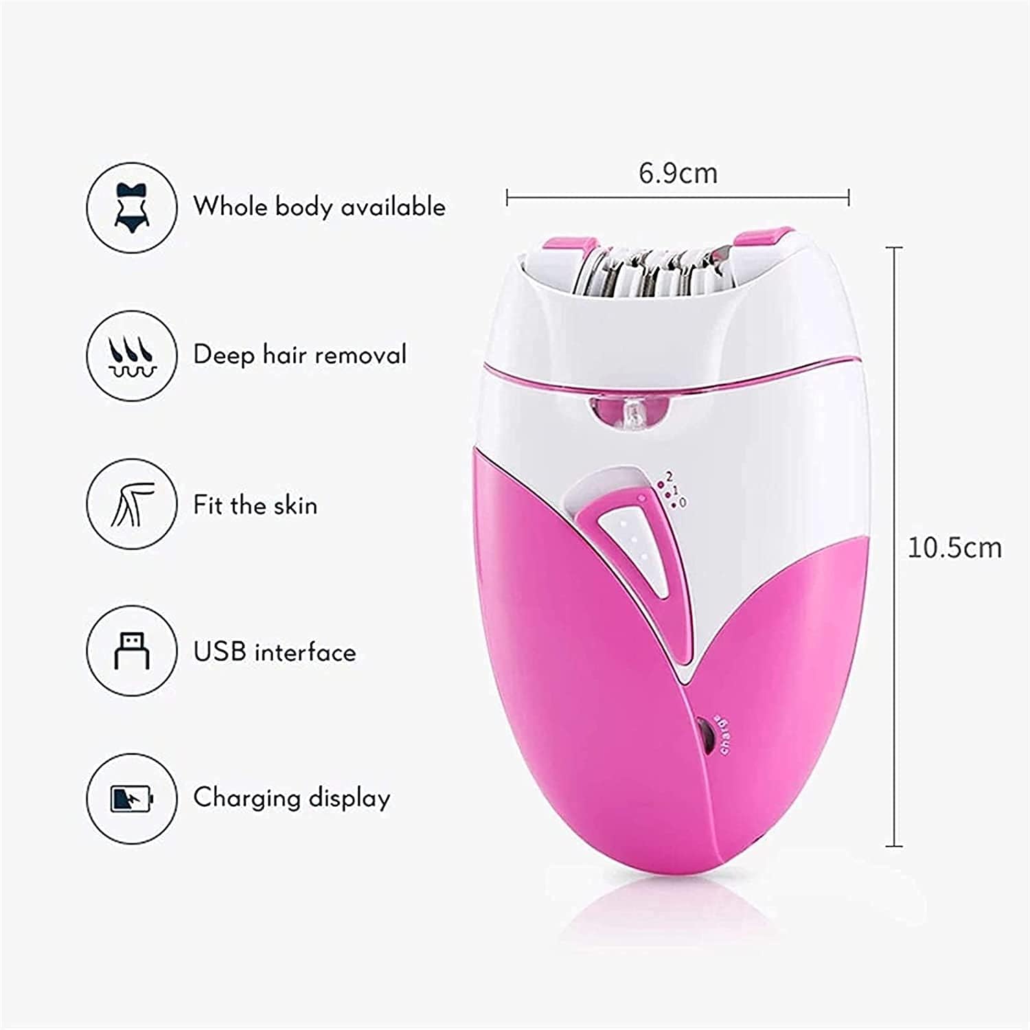 DEPILADORA ELÉCTRICA RECARGABLE USB PARA MUJER – 2 VELOCIDADES - 4