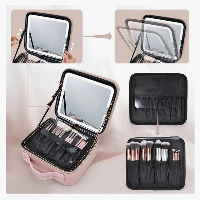 ORGANIZADOR DE MAQUILLAJE CON ESPEJO LED RECARGABLE LUZ AJUSTABLE PORTÁTIL - 5