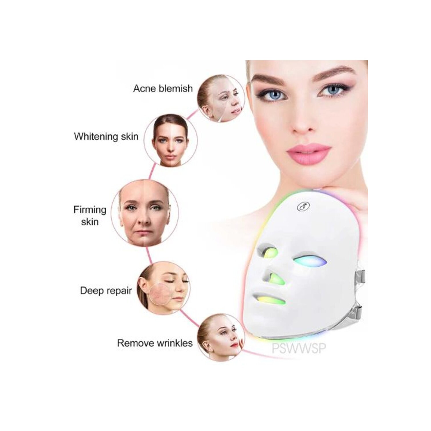 MASCARA LED FACIL 7 COLORES PRO ANTIAGE ACNE COLAGENO - 3