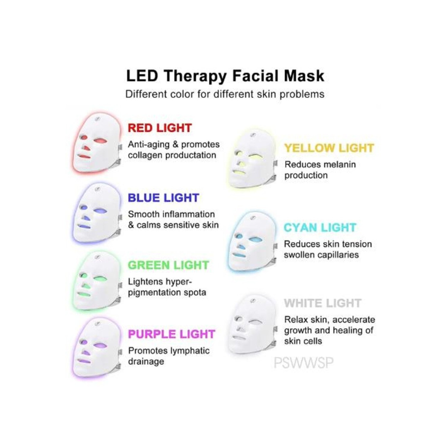 MASCARA LED FACIL 7 COLORES PRO ANTIAGE ACNE COLAGENO - 4