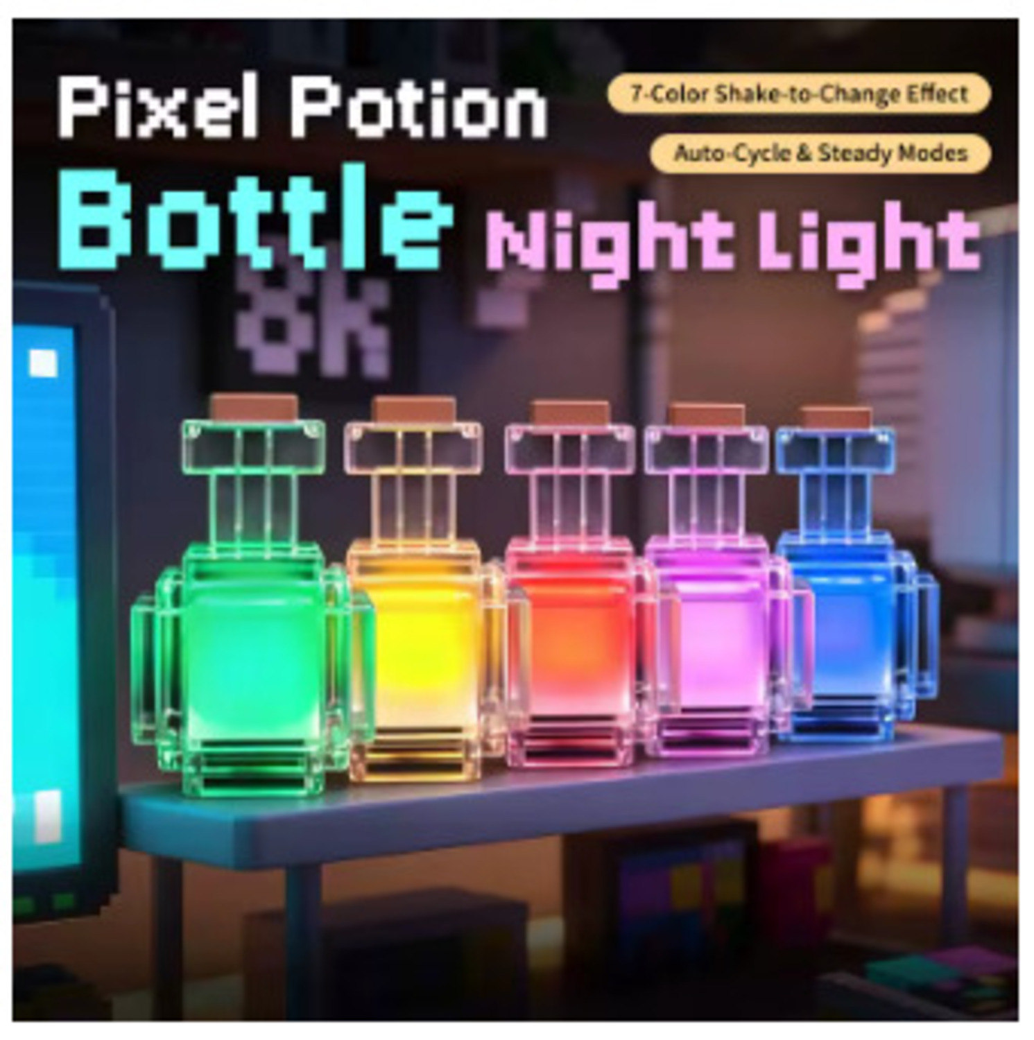 MINI LÁMPARA DE NOCHE LED DE POCIÓN DE MINECRAFT - 4