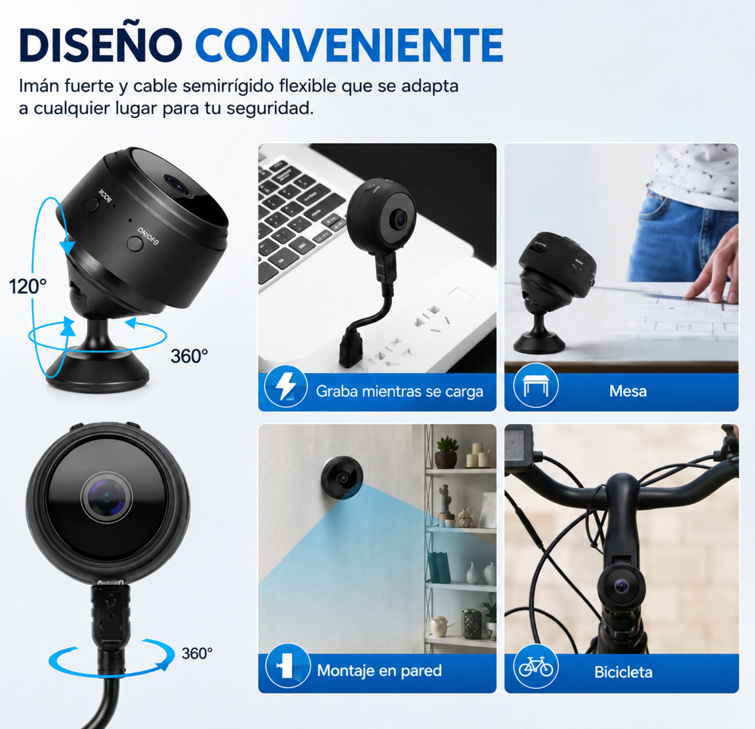 MINI CÁMARA ESPÍA WIFI FHD INALÁMBRICA COLOR NEGRO IMANTADA - 5