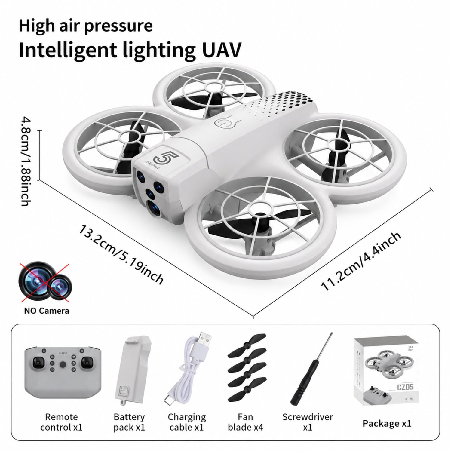 MINI DRON CZ05 CON PROTECCIÓN DE HÉLICES CONTROL REMOTO Y LUCE LED - 4