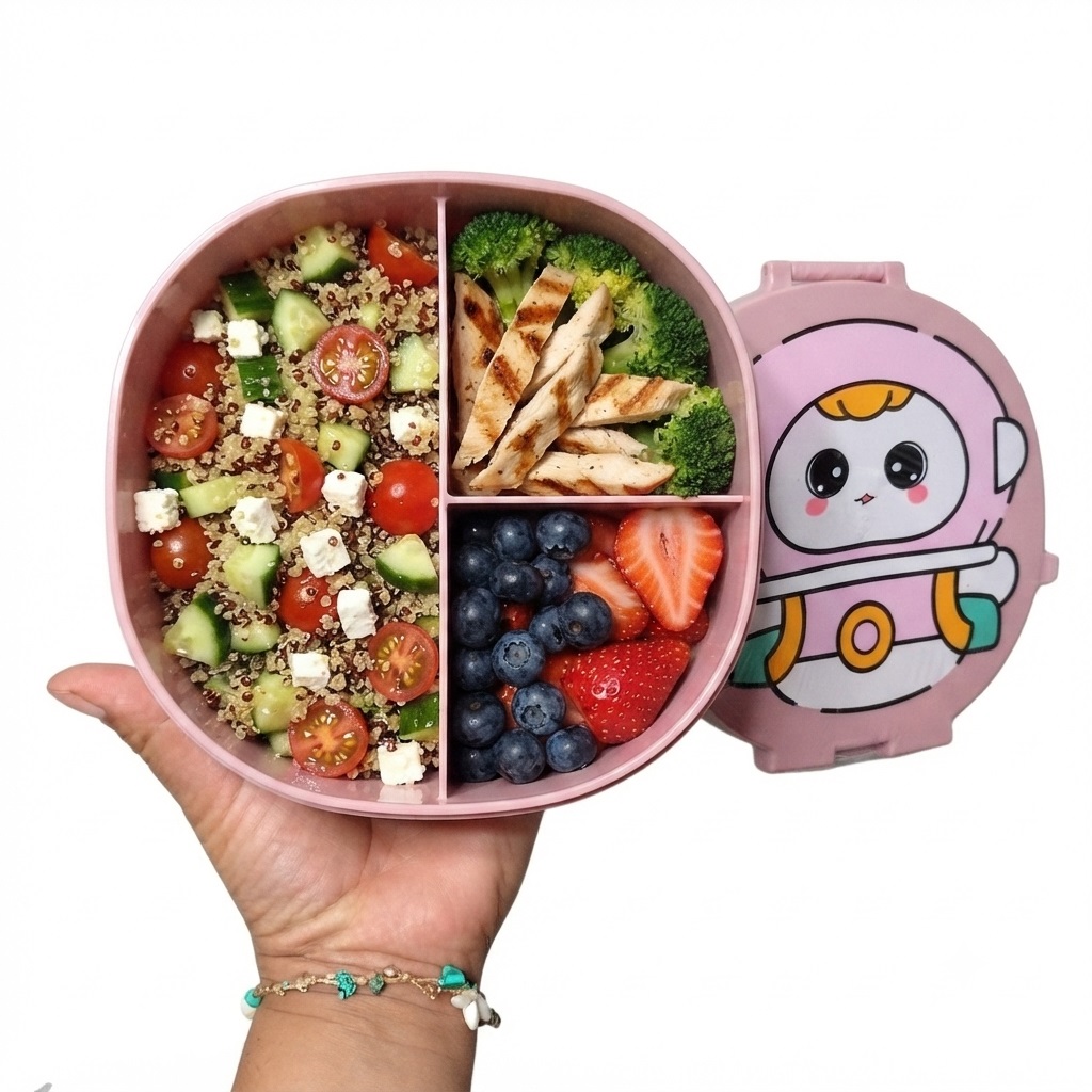 SET DE 2 TAPERS KAWAII DE 3 COMPARTIMENTOS CON TAPA Y CUBIERTO - 3