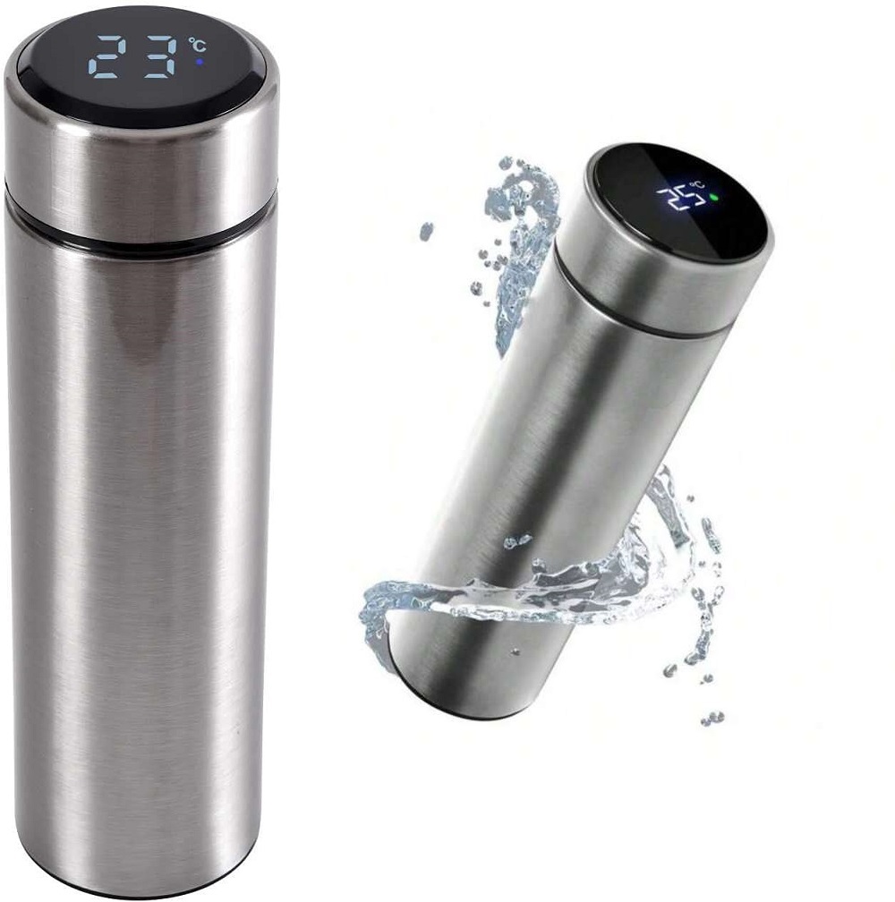 TERMO INTELIGENTE 500ML CON SENSOR PLATA - 1