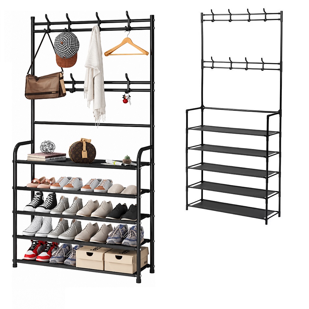 ZAPATERA CON PERCHERO ORGANIZADOR DE 5 NIVELES 171CM ALTO - 1