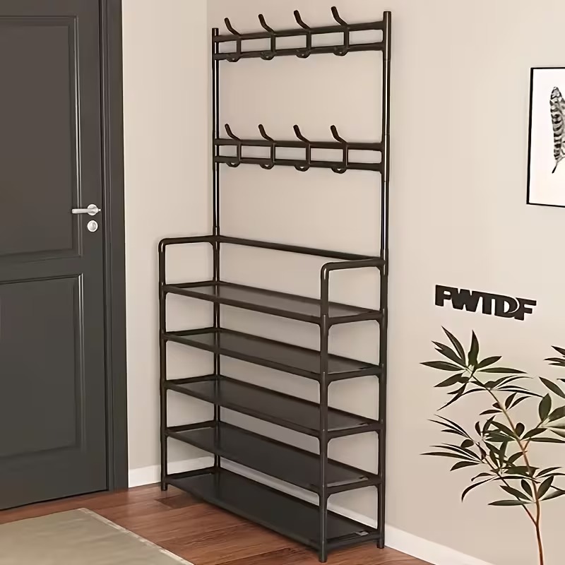 ZAPATERA CON PERCHERO ORGANIZADOR DE 5 NIVELES 171CM ALTO - 3