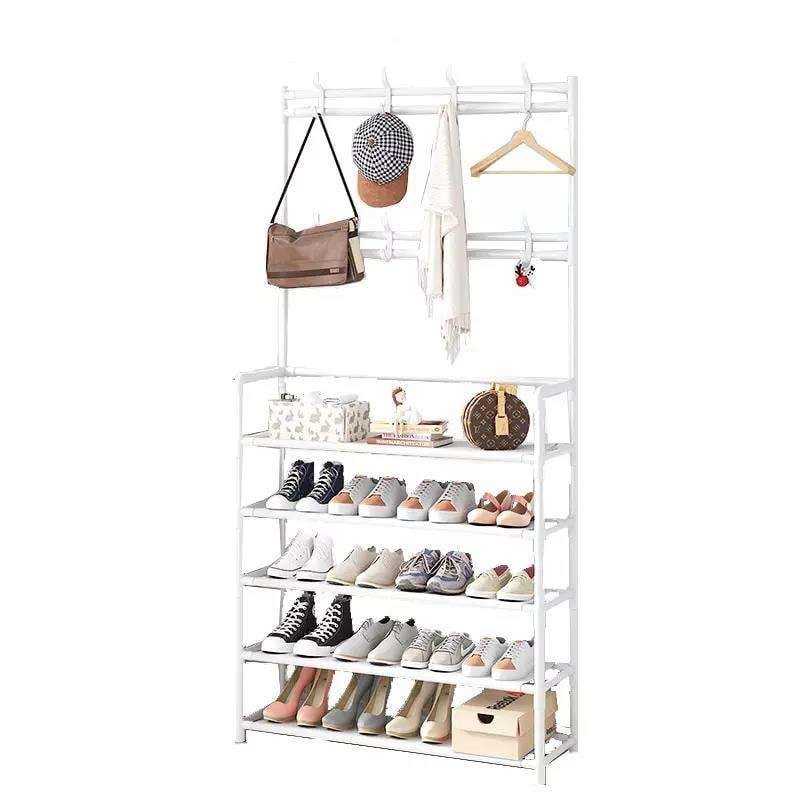ZAPATERA CON PERCHERO ORGANIZADOR DE 168CM DE ALTO BLANCO - 1