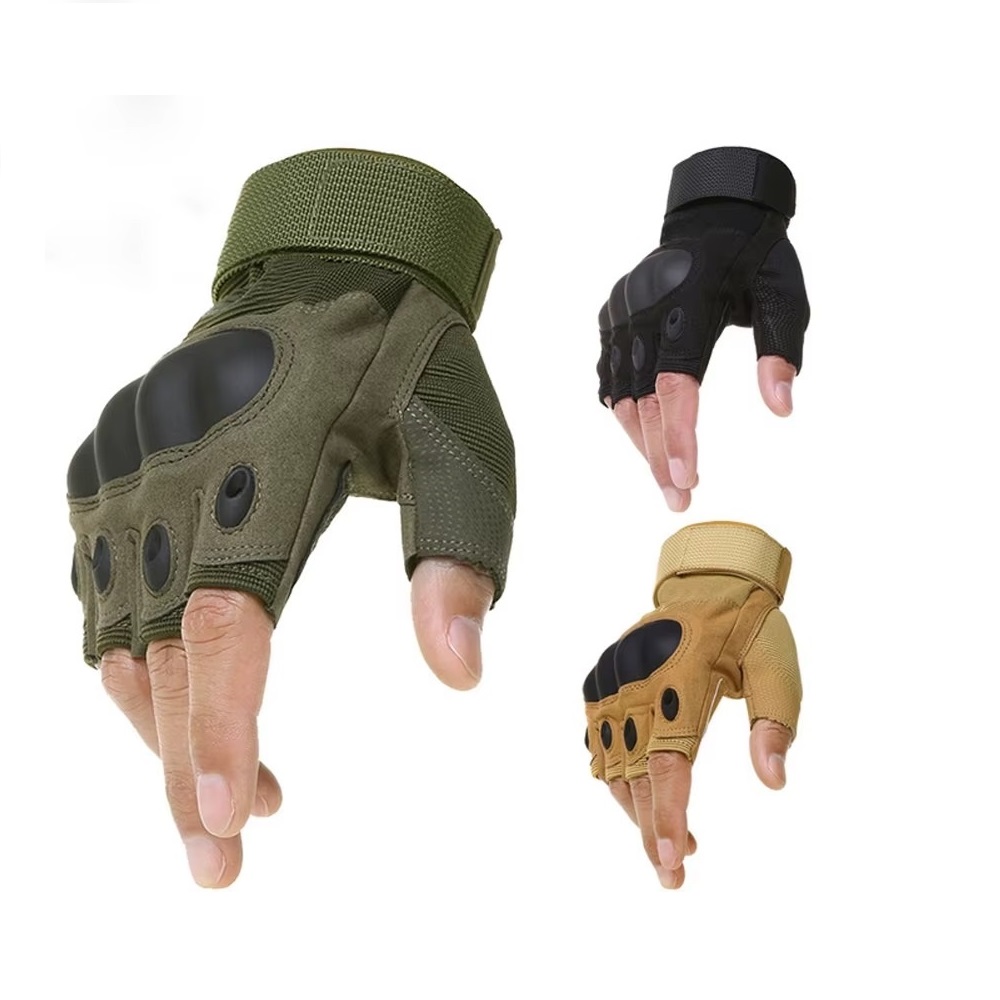 GUANTES TÁCTICOS DE MEDIO DEDO PARA HOMBRE  VERDE L - 1