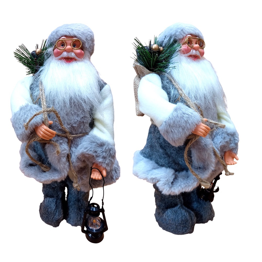 SET DE 2 PAPA NOEL SANTA MUÑECO DECORATIVO 30CM ROJO - 1