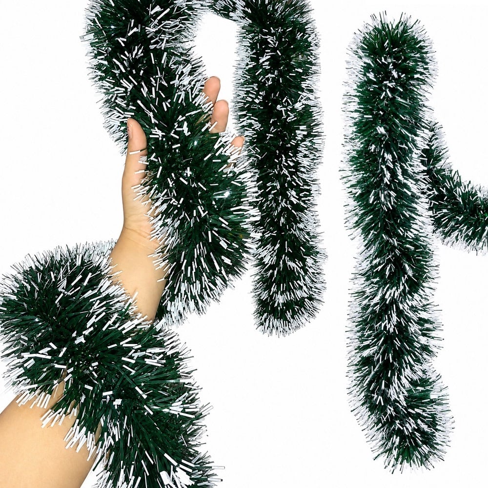 SET DE 5 GUIRNALDAS NAVIDENAS ADORNOS PARA ARBOL 3MTS X 12CM VERDE - 1