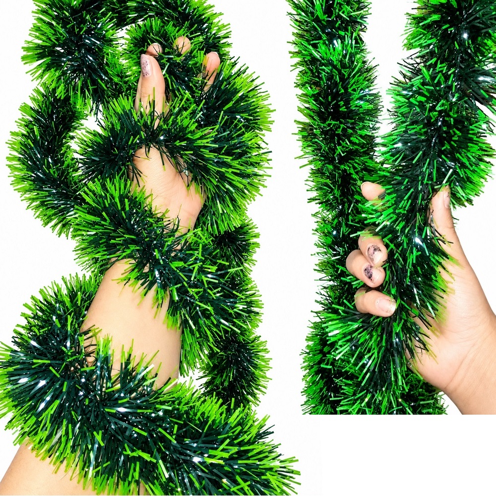 SET DE 6 GUIRNALDAS NAVIDEÑAS 270CM X 9CM ADORNOS PARA ARBOL DE NAVIDAD JASPEADO - 1