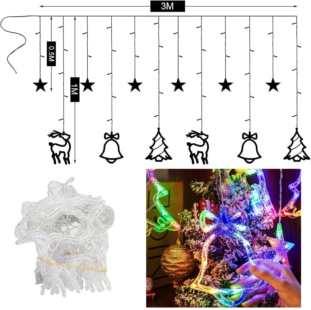 CASCADA DE LUCES LED MULTICOLOR RENOS 3MTS - 3