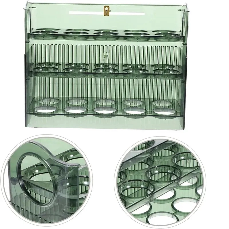 PORTA HUEVOS ORGANIZADOR ACRILICO DE 3 NIVELES 30 HUEVOS VERDE - 2
