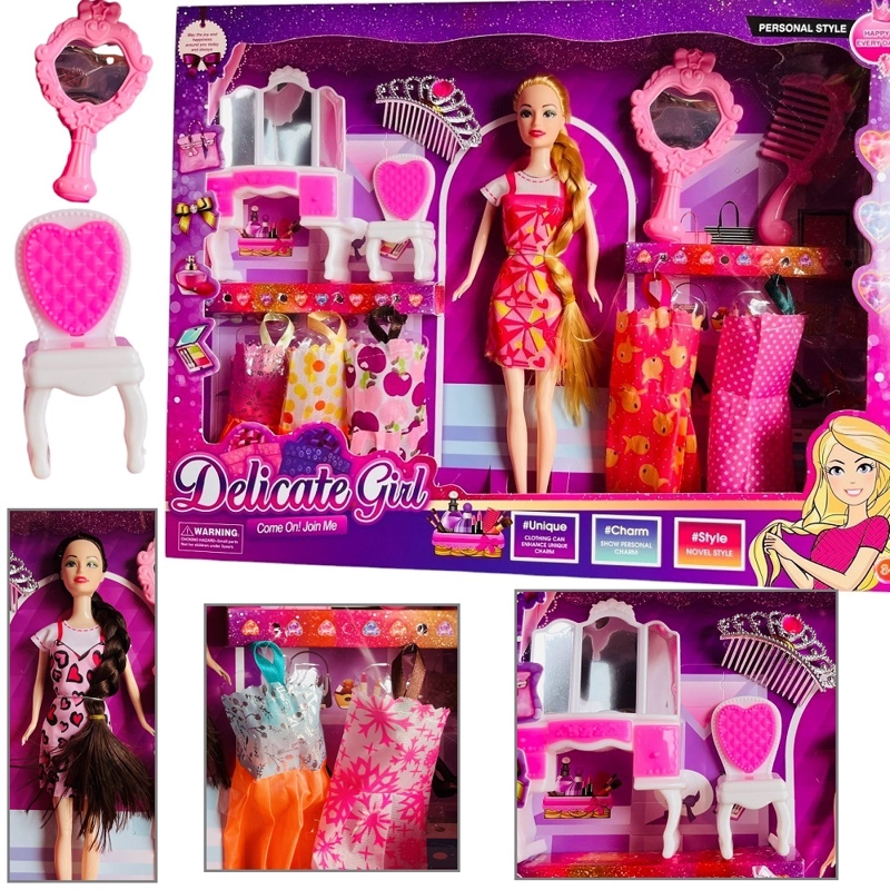 SET DE UNA MUNECA DE SILICONA CON TRENZA Y ACCESORIOS - 1