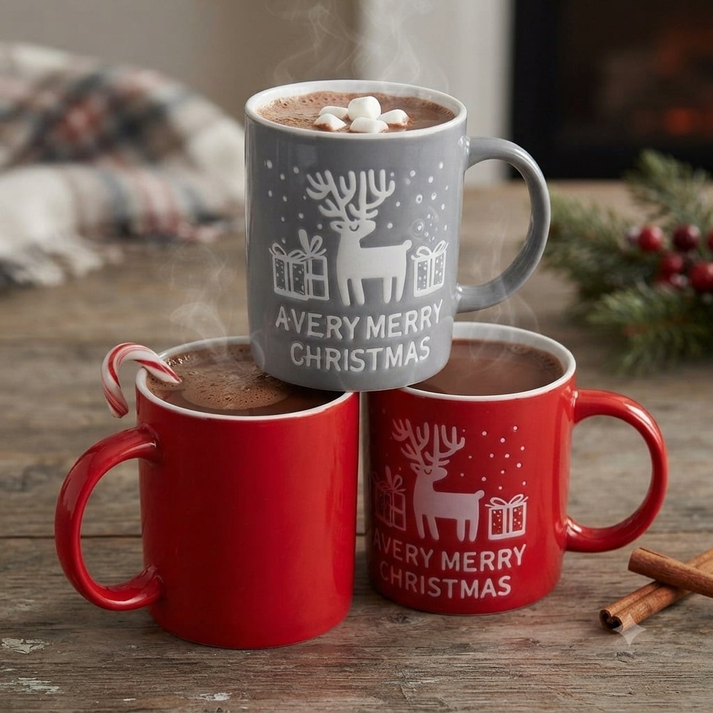 3 TAZAS NAVIDEÑAS 300ML SUBLIMADAS DISEÑOS AL SURTIDOS - 3