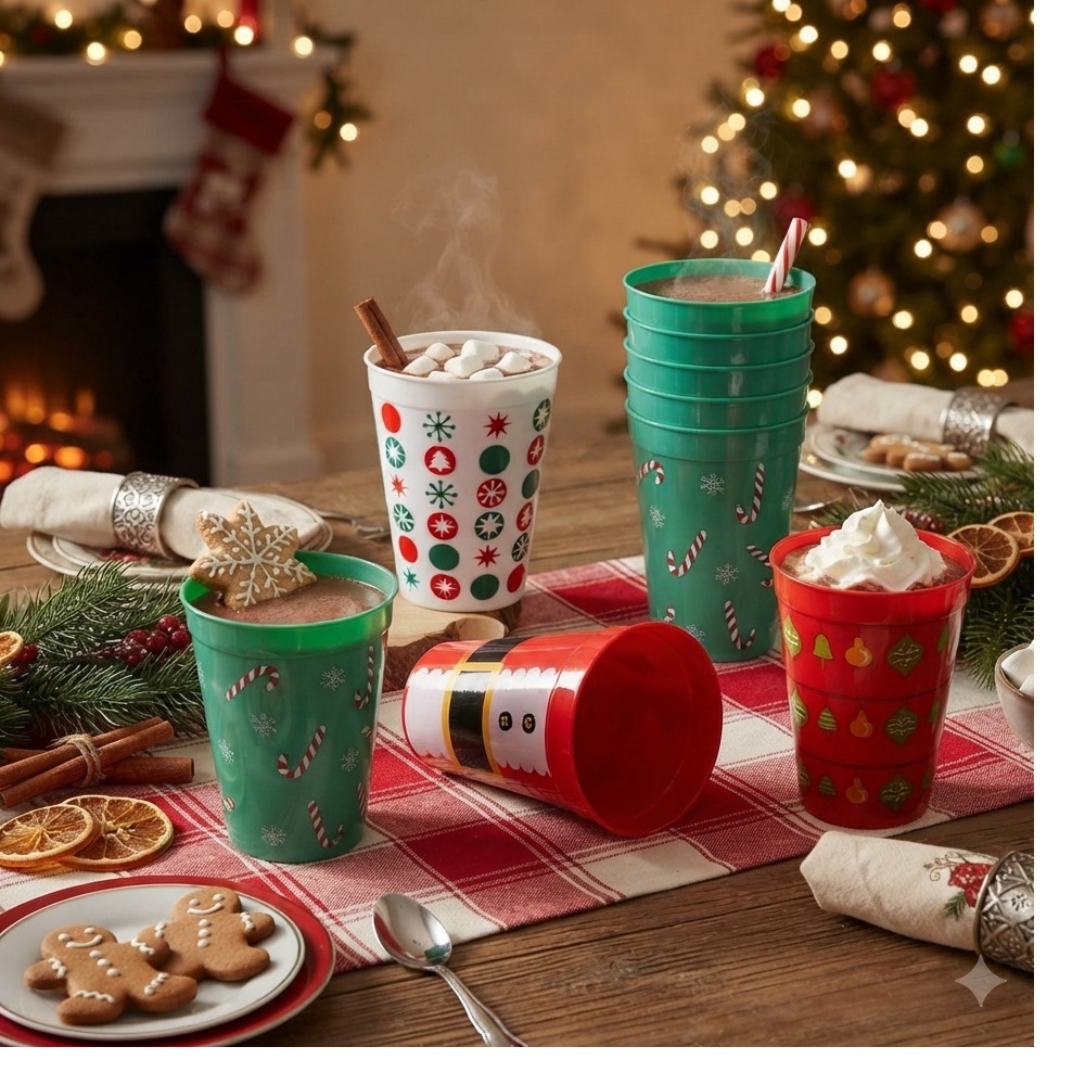 SET DE 12 VASOS NAVIDEÑOS CHOCOLATADA 350ML - 4