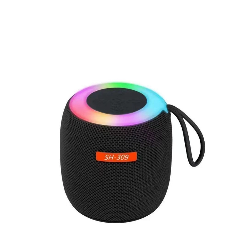 MINI PARLANTE PORTATIL SH-309 CON BLUETOOTH CON LUZ LED GRIS - 1