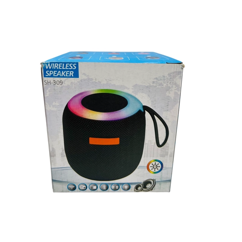 MINI PARLANTE PORTATIL SH-309 CON BLUETOOTH CON LUZ LED GRIS - 2